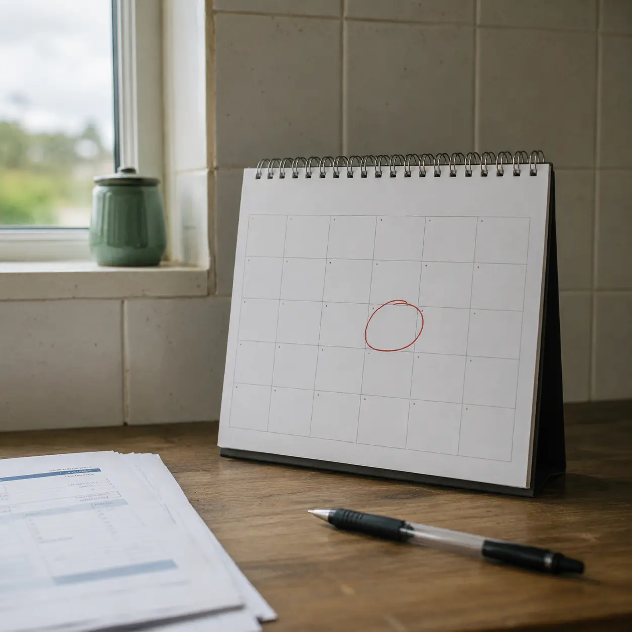 A calendar with a date circled as a reminder