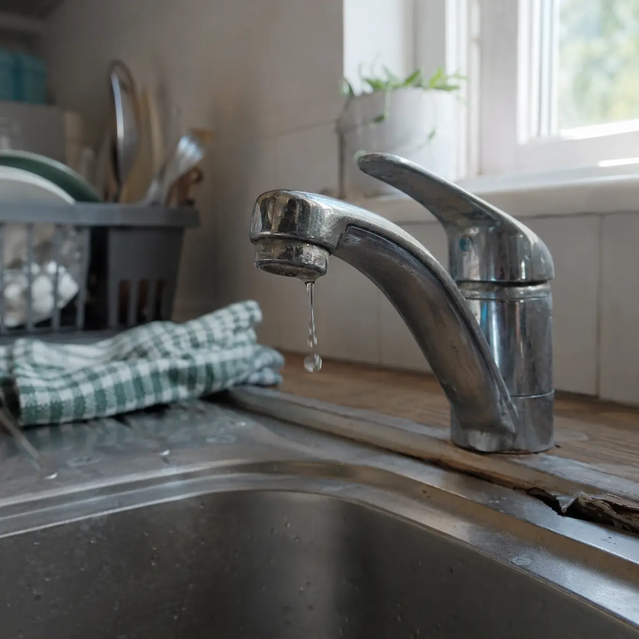 Close-up of a dripping tap