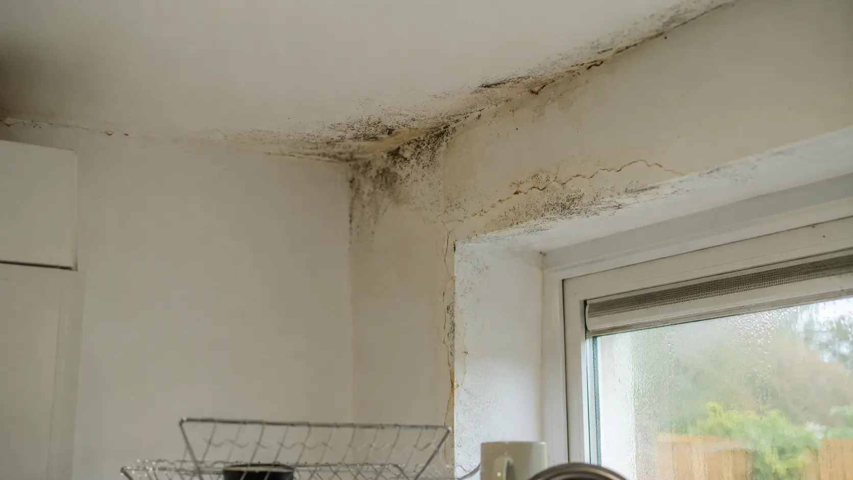 Damp patch on a kitchen ceiling